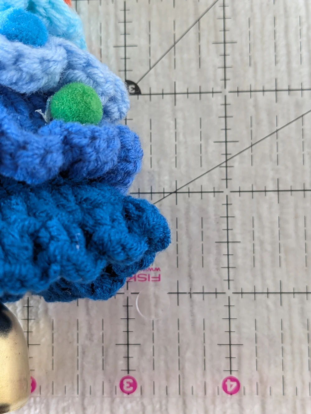 Crocheted Blue Layered Tree Ornament with Yellow Star And Bell